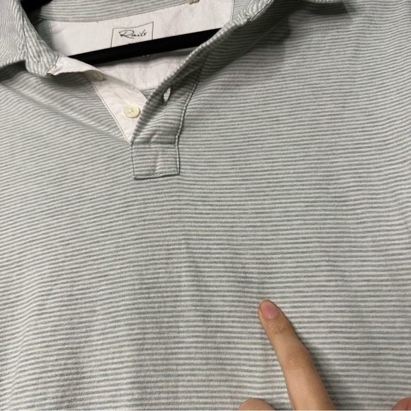 Rails Sebastian Blue Stripe‎ Polo Seafoam Short Sleeve Cotton Summer - Picture 9 of 10